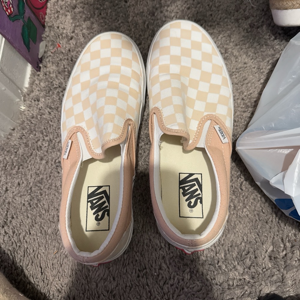 Vans  Slip-On Checkerboard Shoes - Cream